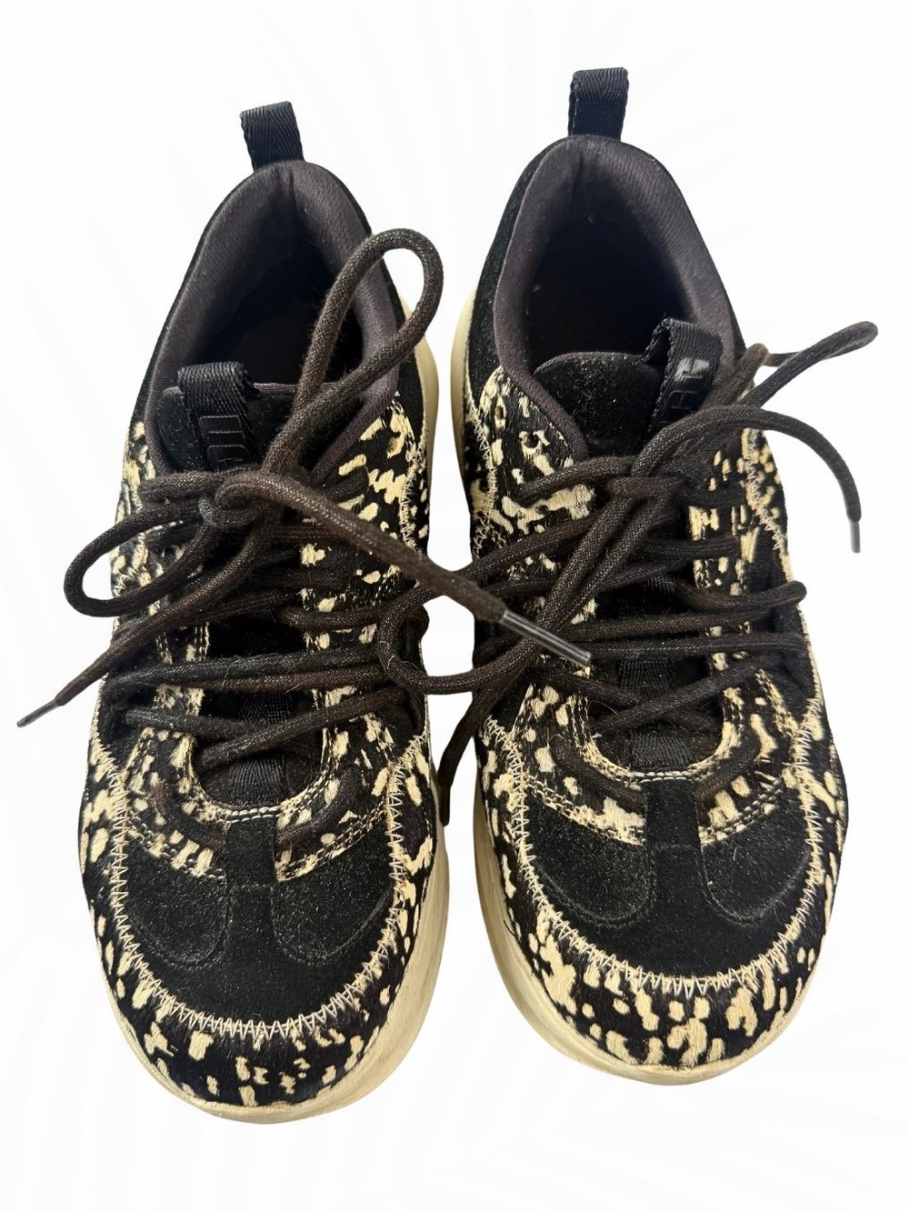 UGG Black Animal Print Fur Texture Chunky Sneakers Women’s Size 6.5